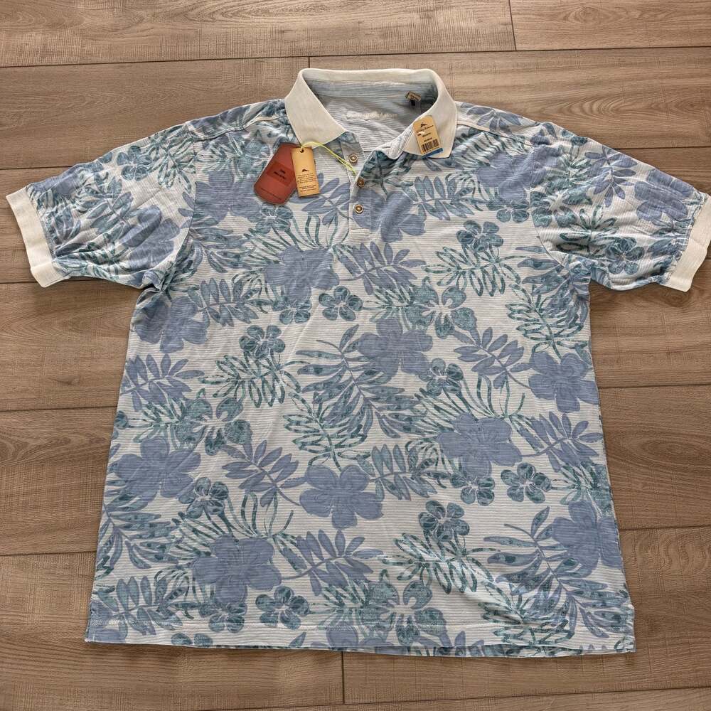 Tommy Bahama Jungle Aya Polo Shirt Mens XL Blue